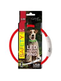 Dog Fantasy Obojek LED nylon S/M červený 45 cm