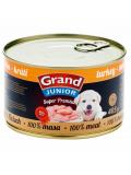 6 x Grand Super Premium Dog Junior Turkey 405 g